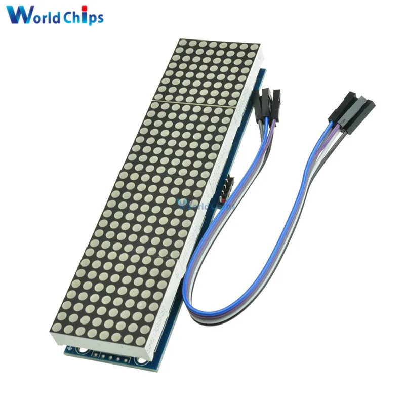 Murah MAX7219 LED Mikrokontroler 4 In 1 Display dengan 5 P Line Dot Matrix Kontrol Modul UNTUK ARDUINO 8X8 titik 5 V Umum Katoda