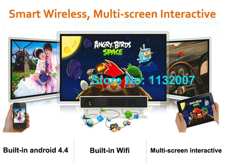 Бразилия Smart Android 4.4 ЖК Телевизор LED проектор Full HD аксессуары 1920x1080 3D домашний