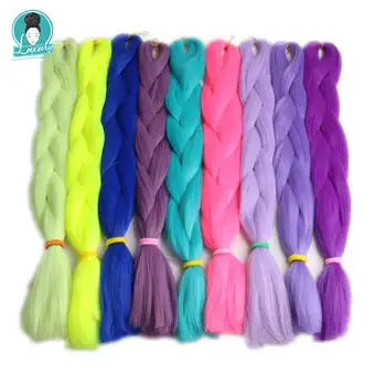 Henlon Synthetic Fiber Jumbo Braids Luxury 10packs 24" 94colors Navy Neon Olive Lavender Lilac Vintage Grey 1