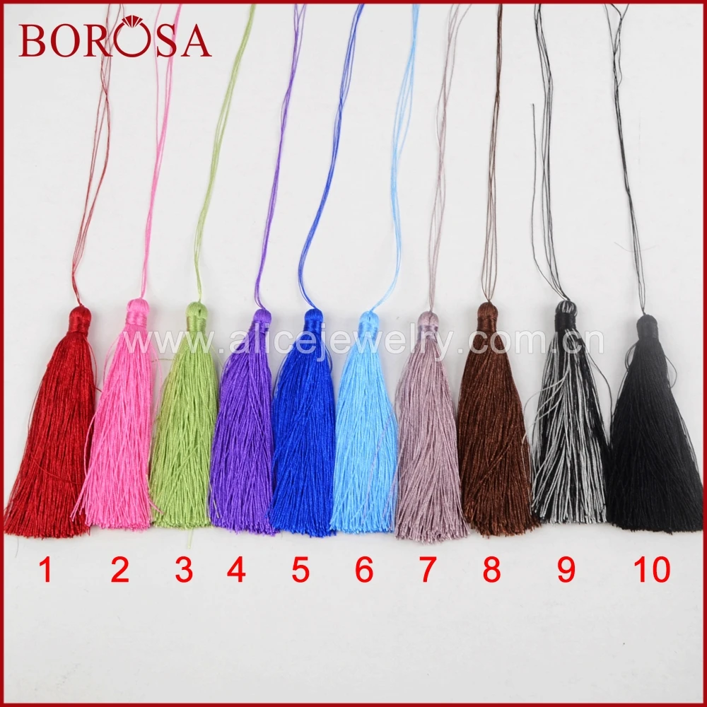 BOROSA 10 Colors Silk Charm Pendant Satin Tassel for Keychain Cellphone Straps Jewelry Charms Tassels DIY Accessories PJ061