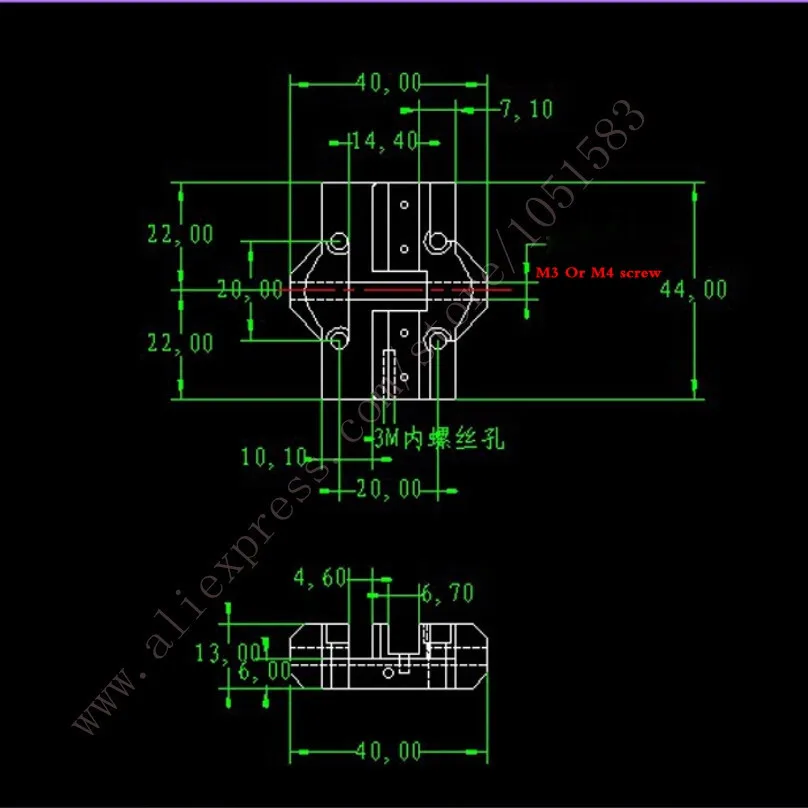 M3/M4 снасти 3d Принтер шкив слайдер гамак подъемная платформа эффекторных мини каретки f/росток/коссель мини/K800