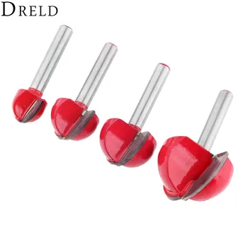 

DRELD 4pcs Woodworking Capenter Tools 6mm Shank Carbide Round Nose Cove Core Box Router Bit Milling CutterTools for Wood 16-32mm