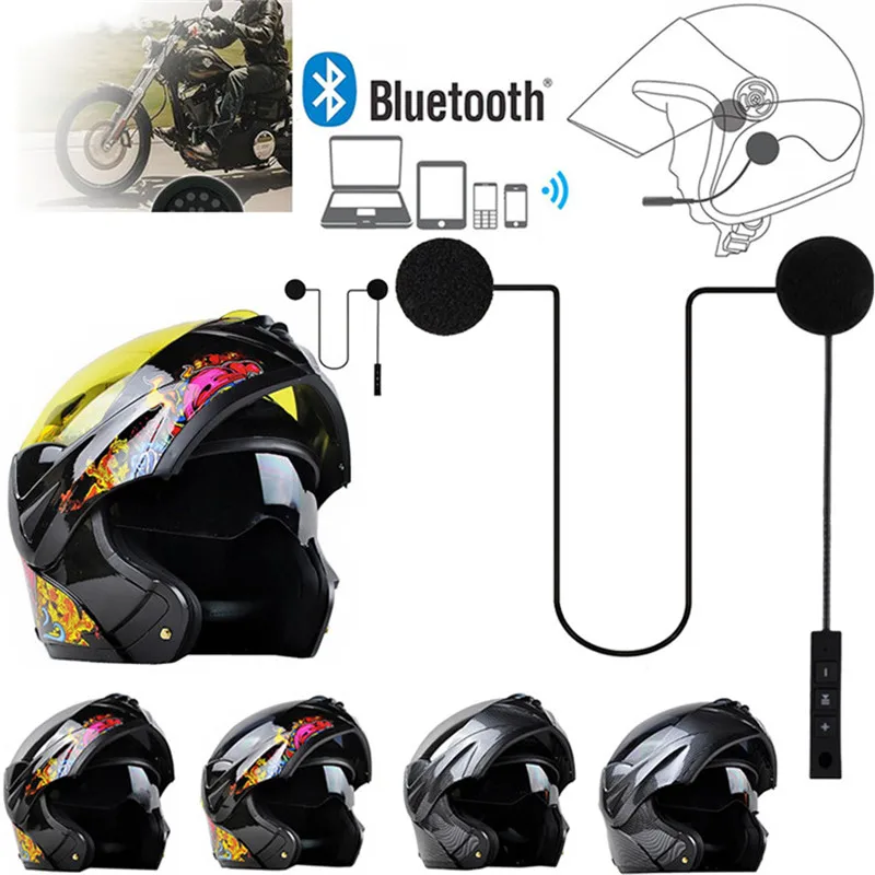 Мотоциклетный Bluetooth шлем из углеродного волокна с двойным козырьком в горошек модульный флип-кейс для мотокросса уличный велосипед+ гарнитура