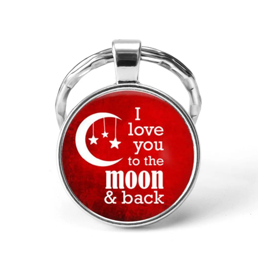 I Love You To The Moon and Back брелок для ключей Valentine's Jewelry стеклянный кулон пар подарок