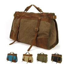 Vintage Retro militär Leinwand + Leder männer reisetaschen gepäck taschen männer wochenende Tasche Übernachtung duffle taschen tote Freizeit SCHMUCKSACHE-M314 #