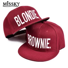 MISSKY Мода Хип-хоп Письмо Вышивка плоским карниза шляпа Регулируемый Бейсбол Кепки SAN0