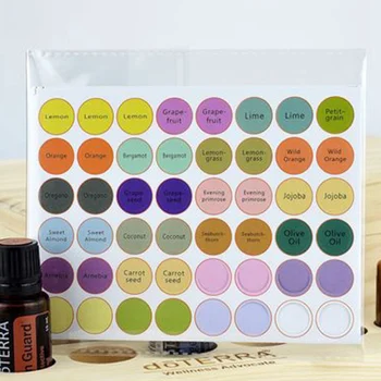 

1Sheet Pre-printed Essential Oil Bottles Cap Lid Labels Round Circle English Stickers Colorful For Young Live Oils Organizer