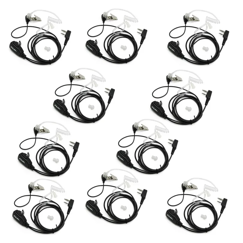 10 шт. 2 Pin FBI Air Tube гарнитура функция PTT Mic для Kenwood Baofeng UV-5R BF 888S UV-6R H777 TYT HYT Walkie Talkie Ham Radio