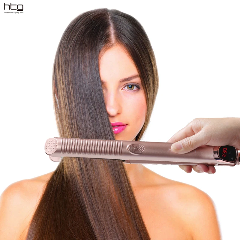 HTG 2 in1 выпрямитель для волос и щипцы для завивки волос электрическая многофункциональная волос керамический для выпрямления железа ЖК-дисплей HT092B