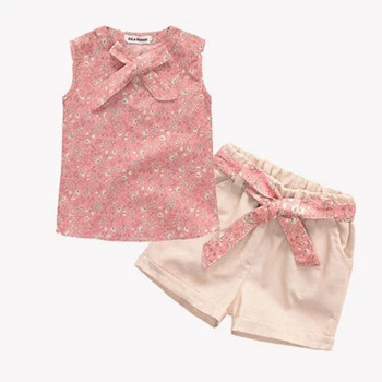 

Children Girls Summer Princess Clothes Sets Floral Small fresh Fashion Tops+Shorts 2Pcs Girls Clothing Sets Sleeveless Outifts