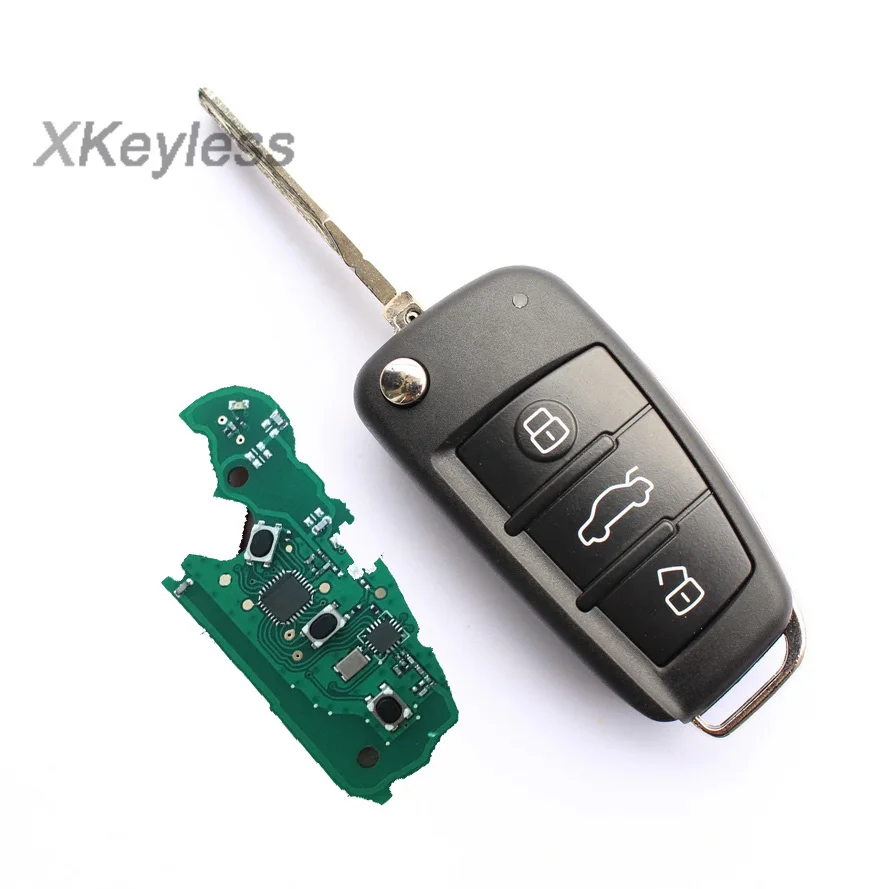

for Audi A6L, Q7 car fob flip remote key control 315mhz or 434mhz (with electronic 8E chip)