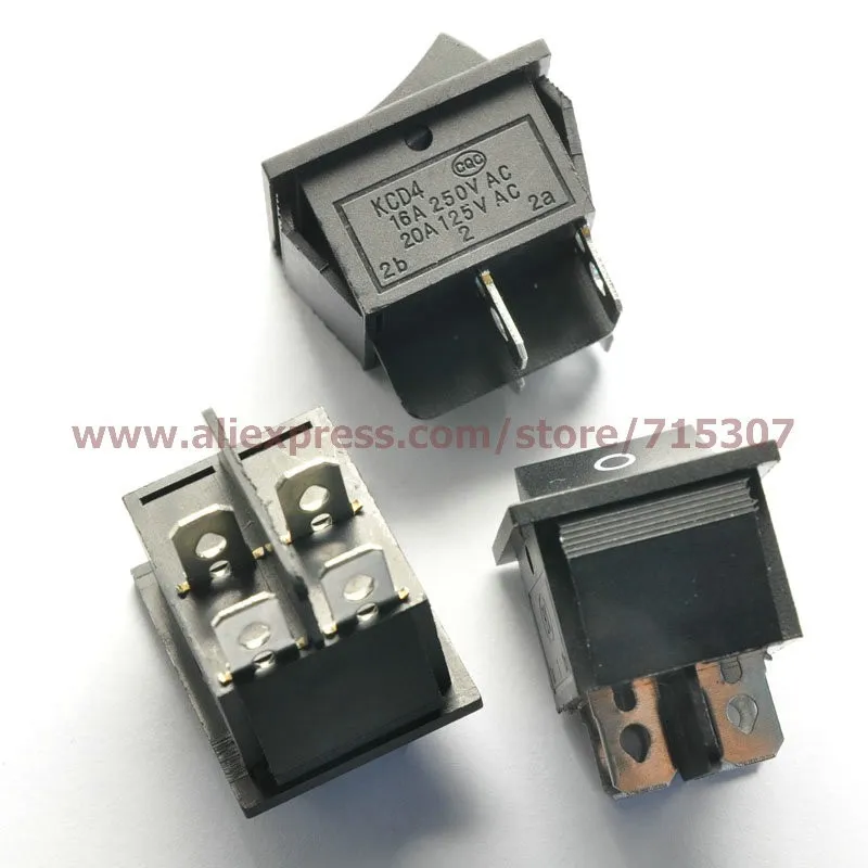 KCD4-201 black on-off 4pins 16A 250V(2)