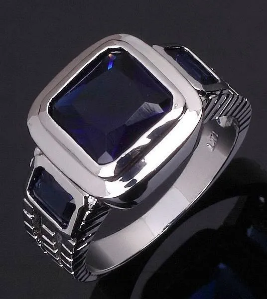 SuoHuan, размер 8-12, Трендовое мужское кольцо, голубой циркон, камень, кристалл, серебро, золото, заполненный, обручальное кольцо, мужской ювелирный подарок на палец