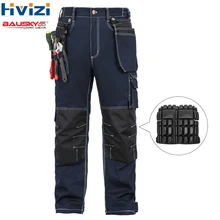 Мужская Рабочая одежда, комбинезоны, рабочая одежда, хлопок, весна-осень, брюки, инструментальная одежда с карманами, устойчивые к воздействию многофункциональных наколенников B112