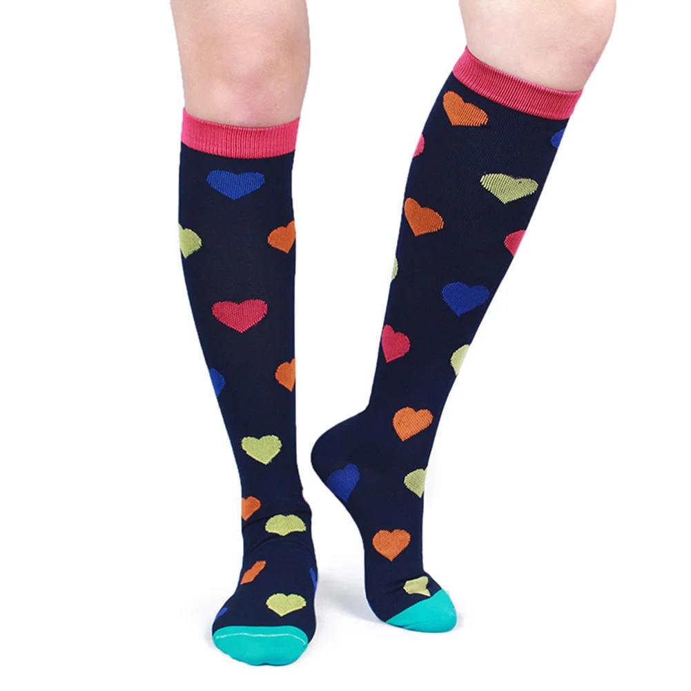 Разноцветные женские длинные носки до бедра, компрессионные эластичные носки, вечерние, забавные носки, эластичные гетры для кормящих