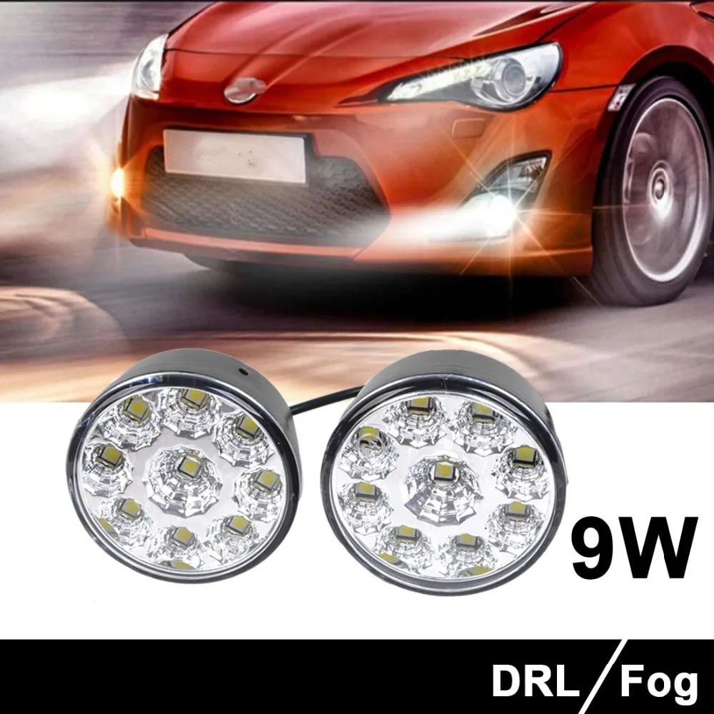 

2 pcs 9 LED Round Daytime Running Light DRL Driving Car Fog Lamp Round Warning Fog Light Driving Light Bulb Car Styling JU #17
