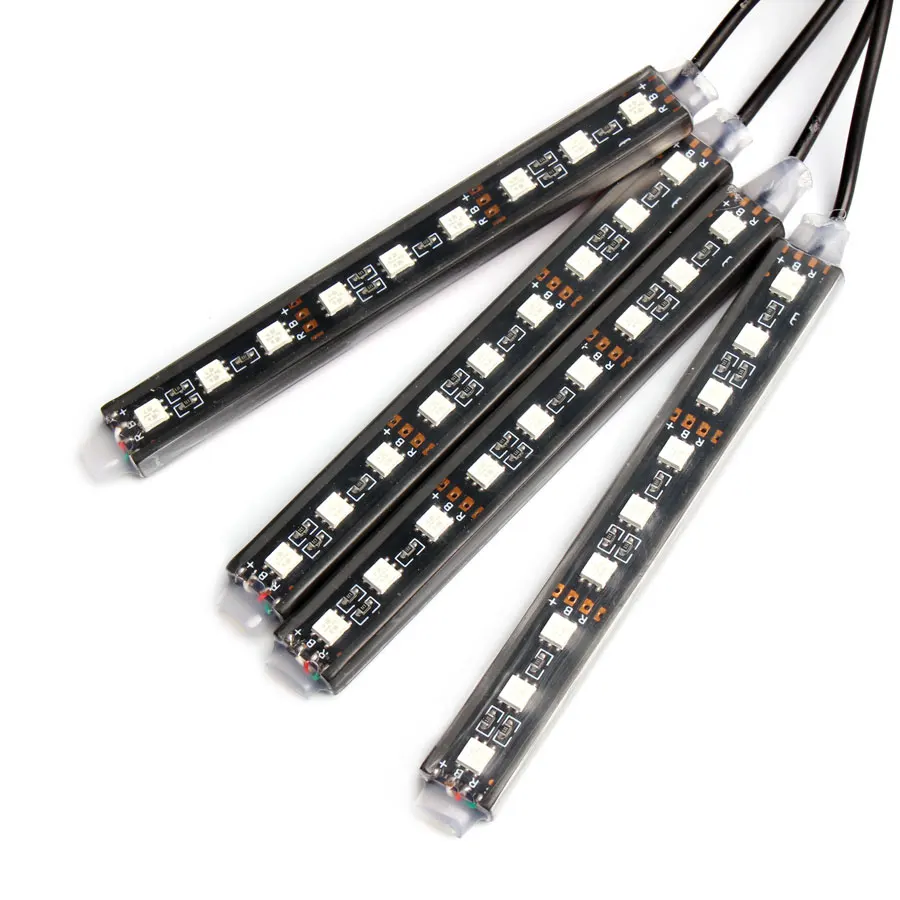 4 шт. 12 в светильник USB RGB светодиодная лента лампа для салона автомобиля 5 вольт