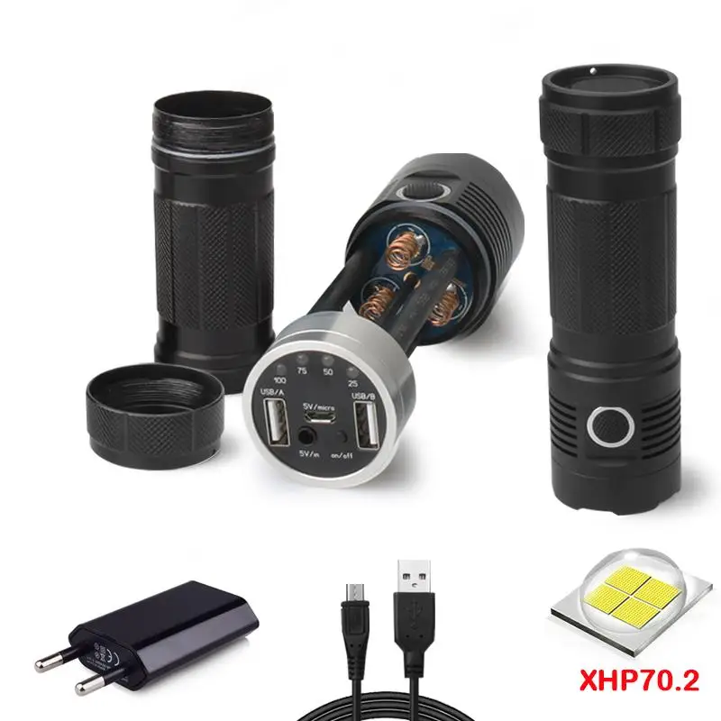  xhp70 led dynamo flashlight usb xhp70.2 powerful led flashlight spotlight hunting lanterna torch fl