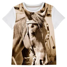 Одежда для мальчиков футболки Костюмы Новая Детская летняя одежда для мальчиков с модным принтом, красивый декор с изображением лошади для детей футболки От 2 до 14 лет