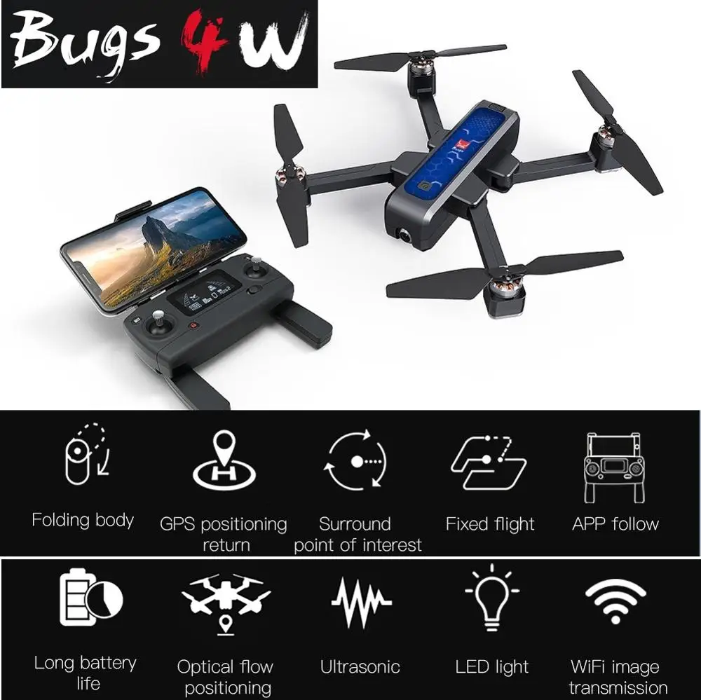 

MJX Bugs 4W B4W GPS Brushless Foldable RC Drone 5G Wifi FPV With 2K Camera Follw Me Dron GPS RC Quadcopter VS H117S Zino H501S