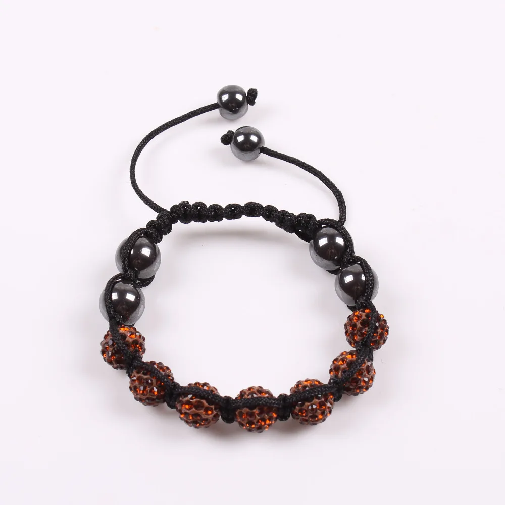 

7*10 MM Disco Crystal Ball Shambala Bracelet With 6 Hematite Beads For Women