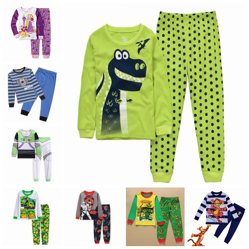 Комплект одежды для маленьких мальчиков и девочек, осенне-зимняя одежда для сна с черепашками-ниндзя, детский спортивный костюм, футболки+ штаны, пижамные комплекты