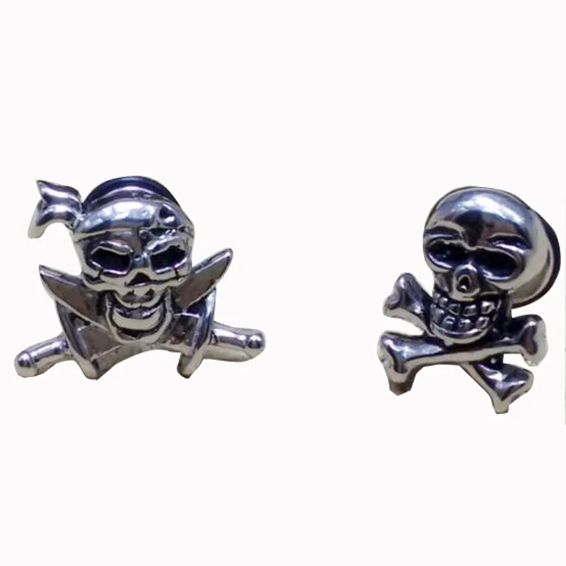 

2 pieces Punk Rock Pirate Skull Stainless Steel Stud Earring Men Wing stud earrings Knife Skulls Ear Studs Body Piercing Jewelry