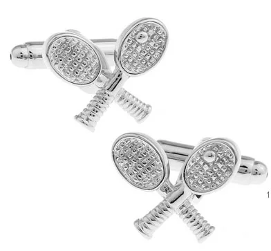 

1 pair Fashion Cuff Links Silver Color Novelty Brass Tennis Racket Design