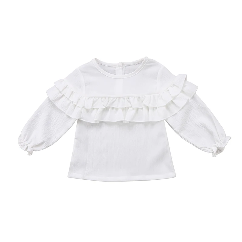 Коллекция года, блузка для новорожденных девочек, рубашка, одежда с длинными рукавами Топы принцессы, костюм Осенняя мода, новинка, Hong Sale, От 0 до 3 лет - Цвет: Белый