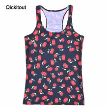 Qickitout топы летние женские блузки без бретелек без рукавов с цифровым принтом повседневные вкусные, сладкие вишневые топы на бретелях женские жилеты