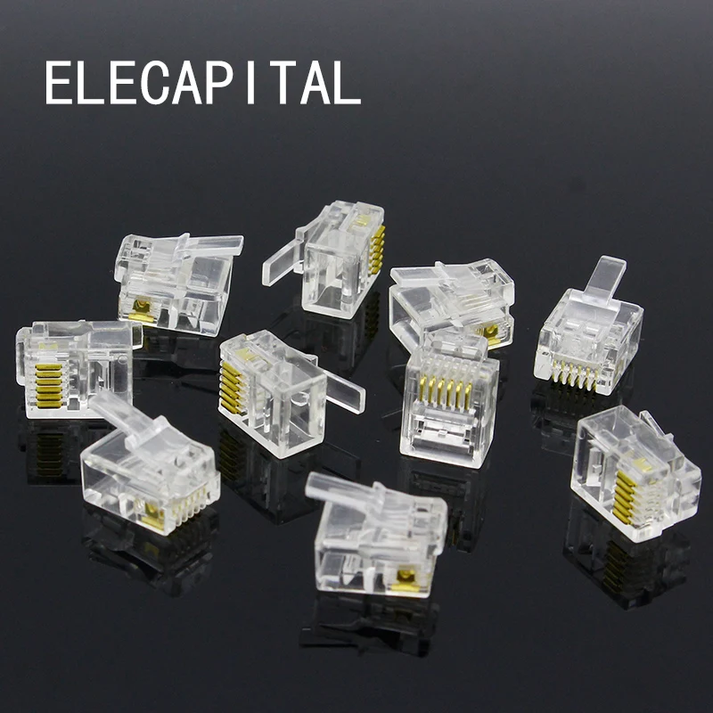 RJ11 6P6C مقبس اتصال معياري شبكة الذكور المقابس ، 6 دبوس ، الهاتف موصل