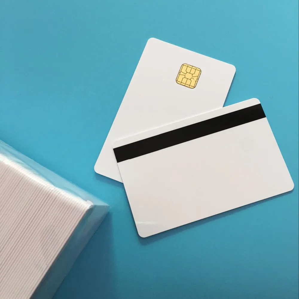 White SLE4428  Big Chip 2 track Hi Co Magnetic Stripe Smart Contact IC Chip Composite IC Card 200PCS