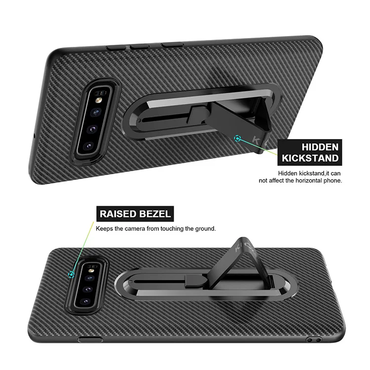 Suitable For Samsung S10Plus Mobile Phone Shell Carbon Fiber Soft S10e S10lite J6 Stealth Bracket Protective Sleeve |