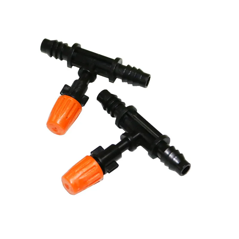 10pcs Atomizing Nozzle Orange T shaped Hose Sprinkler Irrigation Nozzle