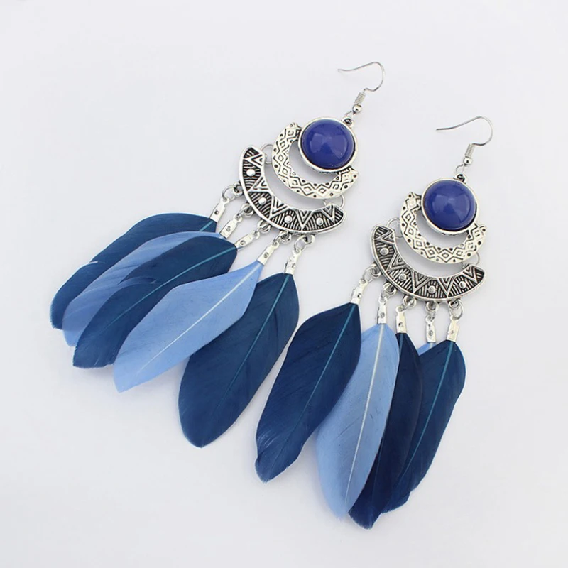 FLETCHER New Arriva European Retro Personality Sector Earrings Ethnic Style Feather Long Earring for Women Valentine's Day Gift |