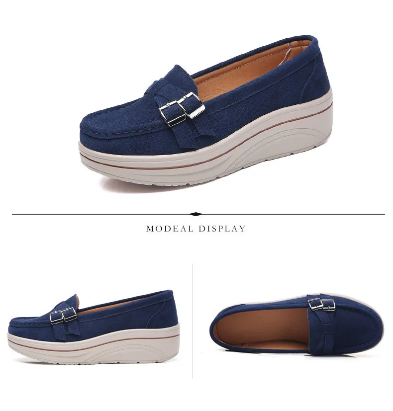 New Fashion Women Flat Shoes Genuine Leather Loafers Shoes Woman Slip-on Flats Ladies Platform Wedge Shoes creepers (5)