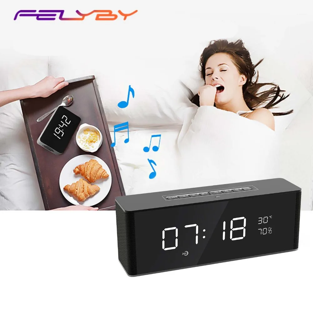 FELYBY S06 wireless bluetooth speaker portable subwoofer stereo Support TF AUX Alarm Clock outdoor |