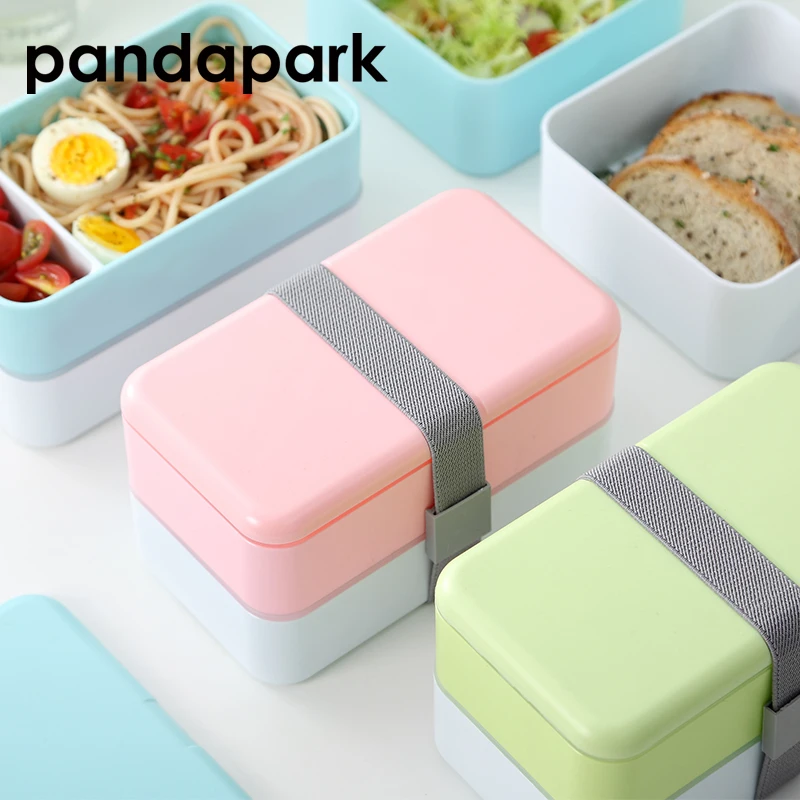 Pandapark 3 Colors 1L Double Layer Food Storage Container Microwave Oven Lunch Bento Boxes Dinnerware Lunchbox BPA Free PPX001 | Дом и сад