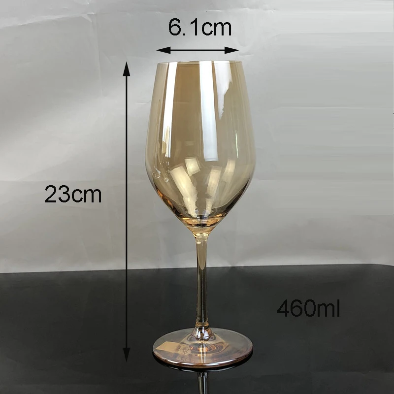 Европейские хрустальные стеклянные бокалы для вина, Золотое Гальванопокрытие, чашка для шампанского, бокал для виски, бокал для бренди, графин для дома, посуда для напитков - Цвет: Red wine glass 460ml