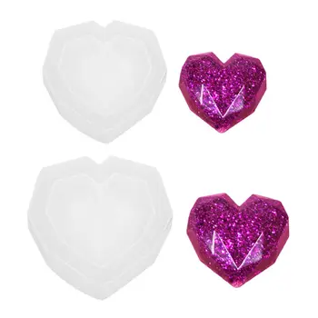 

Mini 3D Geometric Heart Shape Silicone Epoxy Resin UV Glue Crafts Mold Creative DIY Art Pendant Brooch Jewelry Tool Accessory