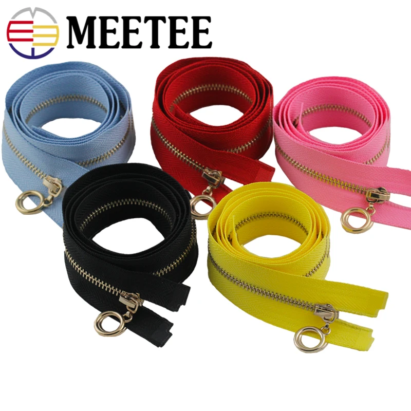 

2pcs Meetee 3# 70cm Open-end Metal Zipper Ring Puller DIY Clothing Coat Down Jacket Bag Zip Repair Tailor Sewing Tools Accessory
