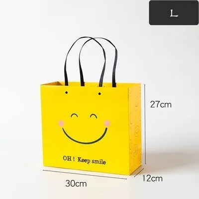 1 шт. Smile Tote смайлик бумажная сумка простая праздничная подарочная упаковка хозяйственная сумка подарок на день рождения сумка настраиваемая - Цвет: L