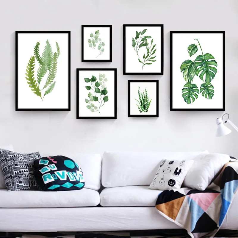 Modern-Canvas-Art-Print-Poster-Canvas-Oil-Painting-by-Numbers-Green-leaves-print-Wall-Pictures-for