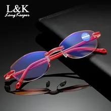 Ультралегкие очки без оправы для чтения, женские и мужские прозрачные линзы, анти-Blu-Ray компьютерные очки, очки для пресбиопии, Ретро стиль