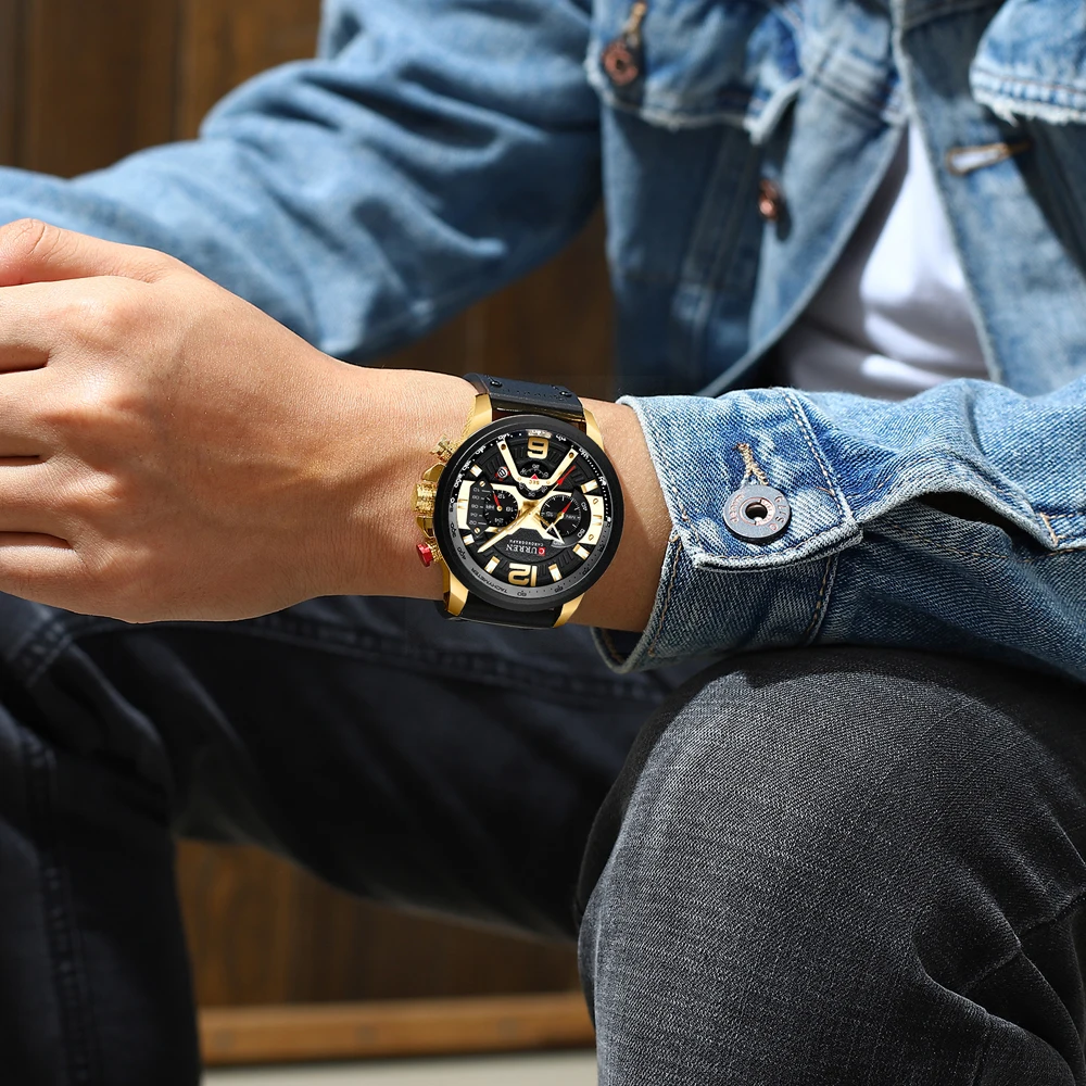 high qualtiy Curren Mens Watches Top Brand Luxury Chronograph Men Watch Leather Luxury Waterproof Sport Watch Men Male Clock Man Wristwatch drop shipping (31)