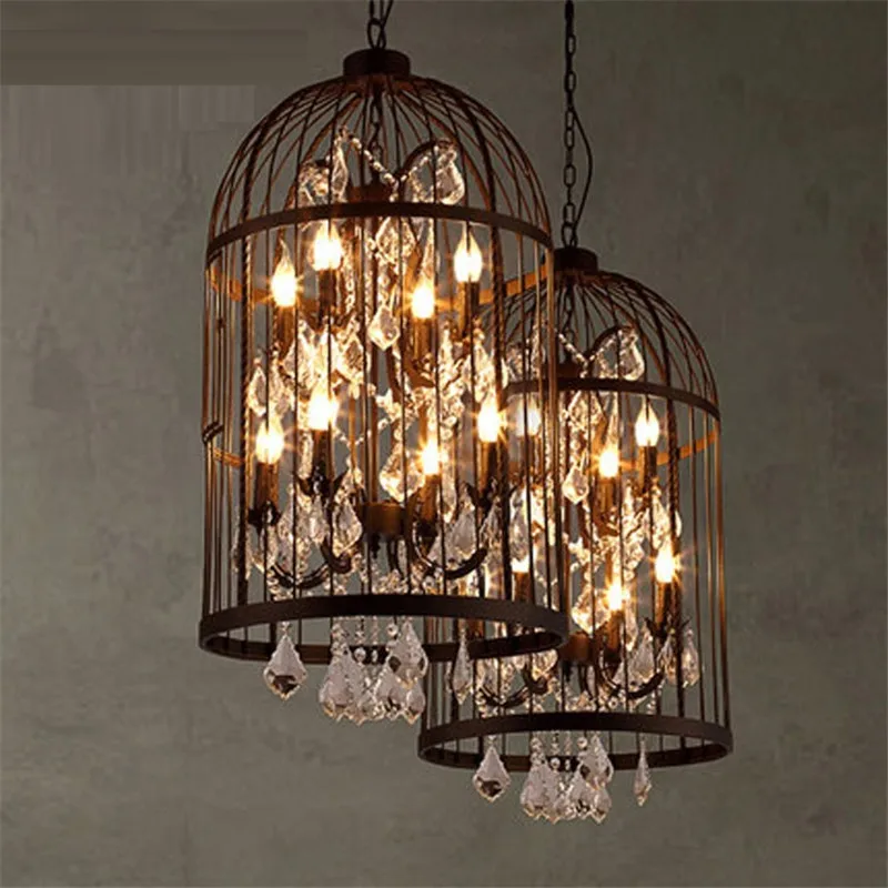 Хрустальная люстра в виде птичьей клетки креативная ретро Люстра В