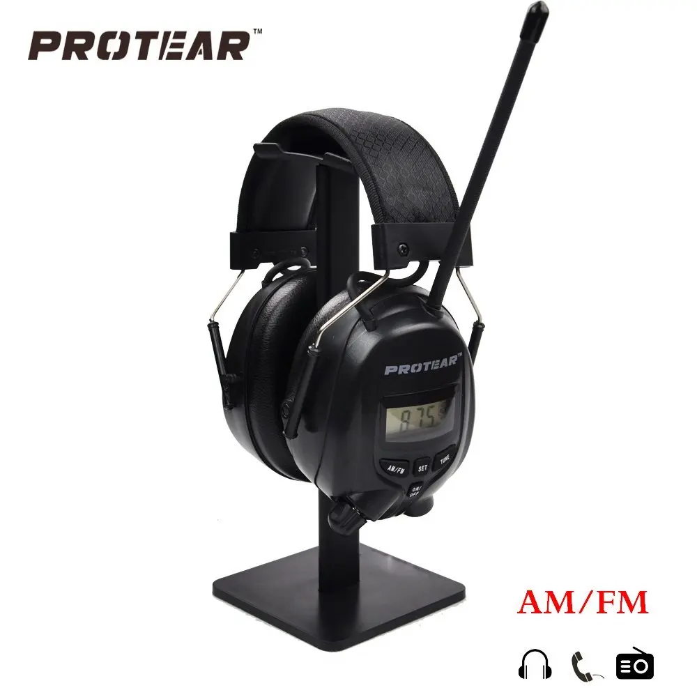 Protear NRR 25dB Electronic Hearing Protector AM FM Radio Earmuffs Electronic Ear Protection For Shooting Electronic