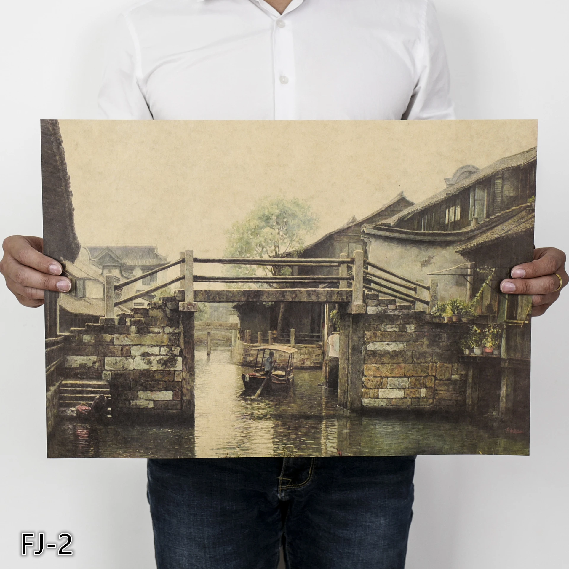 Деревенский пейзаж плакат ретро оберточная бумага в винтажном стиле постер для спальни гостиной бар элемент декоративной живописи FJ-1-9