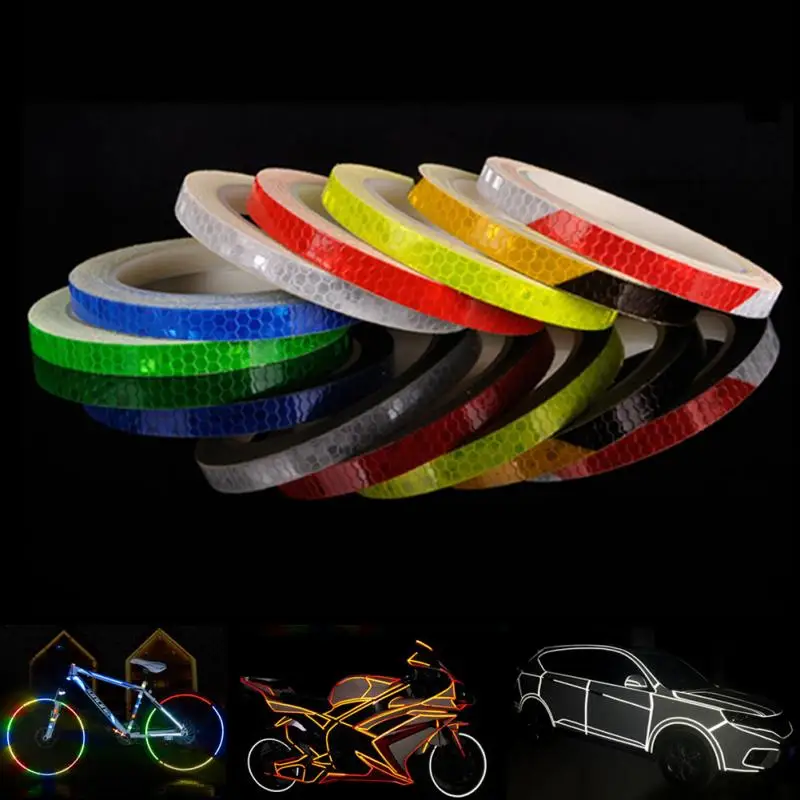 1 CM * 8 M fluorescente MTB bicicleta ciclismo motocicleta pegatinas reflectantes cinta adhesiva de seguridad impermeable