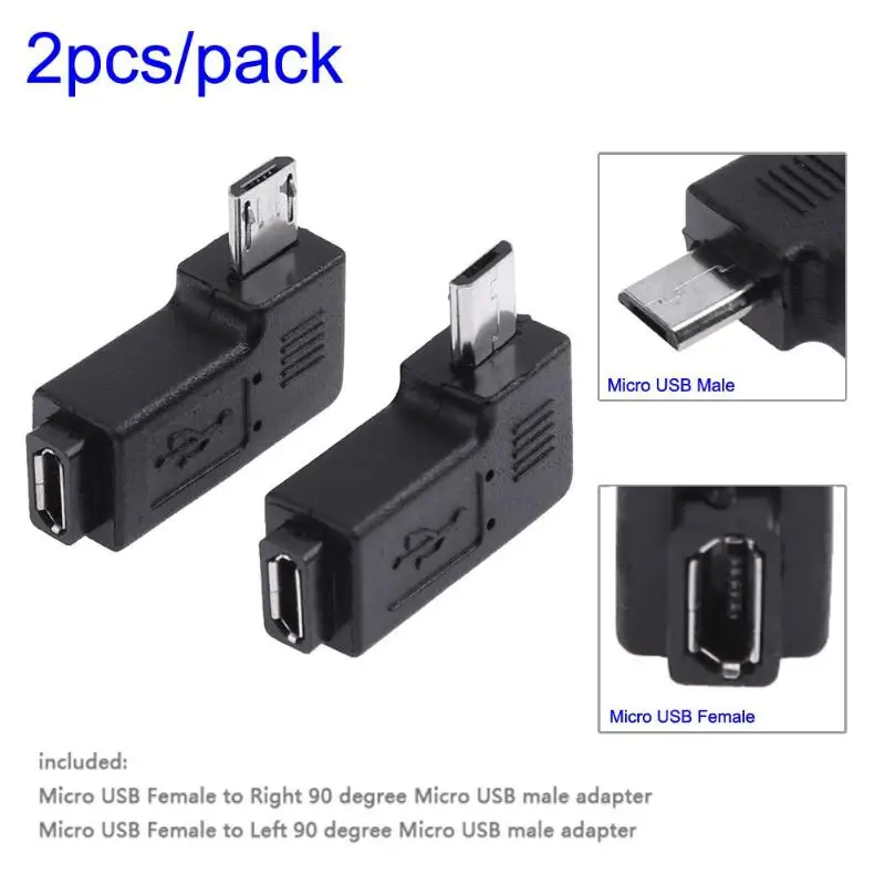 2 шт. 90 градусов под прямым углом Micro USB Женский к Micro USB Мужской адаптер разъем l-образный Micro USB конвертер «Папа-мама»